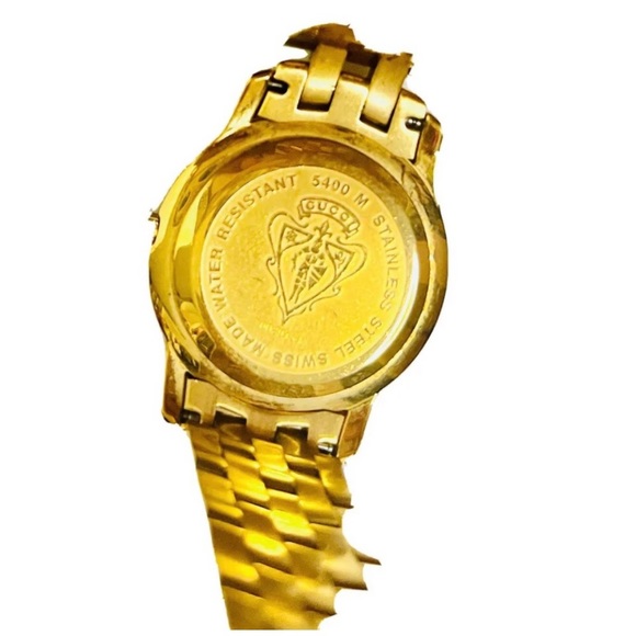 100% Authentic Men's Gucci 5400M Swiss Date Gold Plated Watch with Black Dial - Picture 3 of 4